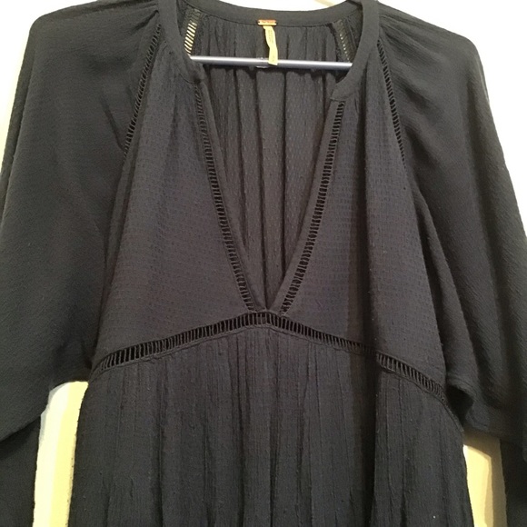 Free People Basketweave Long Sleeve MIdi Dress Blue - Picture 3 of 9